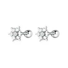Load image into Gallery viewer, 925 Sterling Silver Simple Fashion Snowflake Stud Earrings with Cubic Zirconia