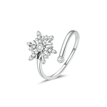 Load image into Gallery viewer, 925 Sterling Silver Simple Fashion Snowflake Adjustable Open Ring with Cubic Zirconia