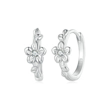 Load image into Gallery viewer, 925 Sterling Silver Simple Fashion Flower Vine Geometric Stud Earrings with Cubic Zirconia