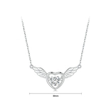 Load image into Gallery viewer, 925 Sterling Silver Fashion Simple Heart Angel Wings Pendant with Cubic Zirconia and Necklace