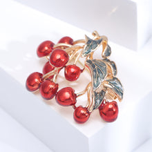 Load image into Gallery viewer, Fashion Sweet Plated Gold Enamel Cherry Brooch