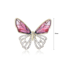 Load image into Gallery viewer, Fashion Temperament Plated Gold Hollow Butterfly Red Wings Brooch with Cubic Zirconia