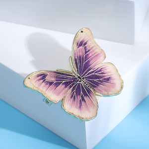 Fashion Temperament Plated Gold Enamel Purple Butterfly Brooch