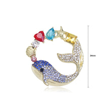 Load image into Gallery viewer, Fashion Lovely Plated Gold Dolphin Starfish Brooch with Cubic Zirconia