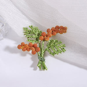 Fashion Simple Plated Gold Enamel Floral Brooch