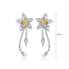 Load image into Gallery viewer, 925 Sterling Silver Fashion Temperament Flower Tassel Stud Earrings with Blue Topaz