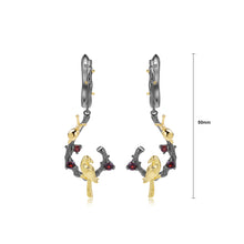 Load image into Gallery viewer, 925 Sterling Silver Plated Black Fashion Simple Gold Bird Geometric Earrings with Garnet