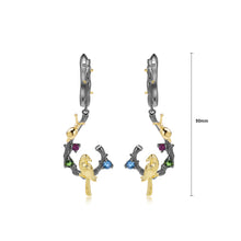 Load image into Gallery viewer, 925 Sterling Silver Plated Black Fashion Simple Gold Bird Geometric Earrings with Natural Gemstones