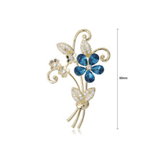 Load image into Gallery viewer, Simple Temperament Plated Gold Flower Brooch with Blue Cubic Zirconia