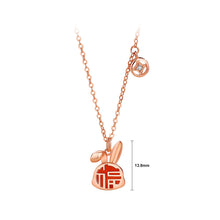 Load image into Gallery viewer, 925 Sterling Silver Plated Rose Gold Fashion Vintage Blessing Rabbit Pendant with Imitation Agate and Necklace