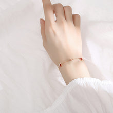 Load image into Gallery viewer, 925 Sterling Silver Plated Rose Gold Fashion Simple Red Four- Leafed Clover Bracelet