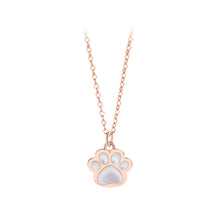 Load image into Gallery viewer, 925 Sterling Silver Plated Rose Gold Simple Cute Cat&#39;s Claw mother of pearl Pendant With Necklace