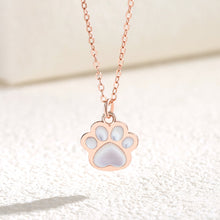 Load image into Gallery viewer, 925 Sterling Silver Plated Rose Gold Simple Cute Cat&#39;s Claw mother of pearl Pendant With Necklace