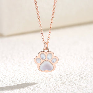 925 Sterling Silver Plated Rose Gold Simple Cute Cat's Claw mother of pearl Pendant With Necklace