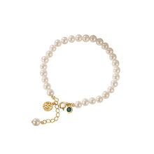 Load image into Gallery viewer, 925 Sterling Silver Plated Gold Fortune Geometric Imitation Pearl Beaded Bracelet