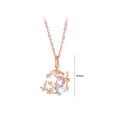 Load image into Gallery viewer, 925 Sterling Silver Plated Rose Gold Fashion Temperament Butterfly Moonstone Pendant with Cubic Zirconia and Necklace