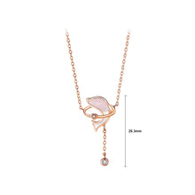 Load image into Gallery viewer, 925 Sterling Silver Plated Rose Gold Fashion Cute Dolphin Shell Tassel Pendant with Cubic Zirconia and Necklace