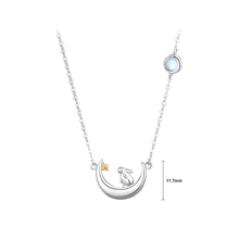 Load image into Gallery viewer, 925 Sterling Silver Simple Fashion Rabbit Moon Pendant with Moonstone and Necklace