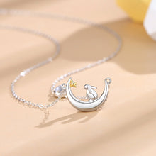 Load image into Gallery viewer, 925 Sterling Silver Simple Fashion Rabbit Moon Pendant with Moonstone and Necklace