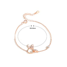 Load image into Gallery viewer, 925 Sterling Silver Plated Rose Gold Simple Cute Hollow Rabbit Ring Bracelet with Cubic Zirconia