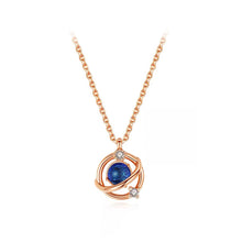 Load image into Gallery viewer, 925 Sterling Silver Plated Rose Gold Fashion Personality Planet Pendant with Cubic Zirconia and Necklace
