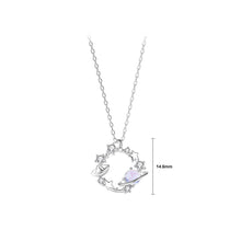Load image into Gallery viewer, 925 Sterling Silver Fashion Creative Planet Geometric Pendant with Cubic Zirconia and Necklace