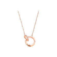 Load image into Gallery viewer, 925 Sterling Silver Plated Rose Gold Fashion Romantic Heart-Shaped Mobius Double Ring Pendant with Cubic Zirconia and Necklace