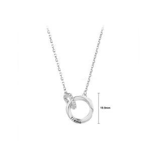 925 Sterling Silver Fashion Romantic Heart-Shaped Mobius Double Ring Pendant with Cubic Zirconia and Necklace