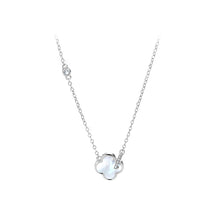 Load image into Gallery viewer, 925 Sterling Silver Simple and Fashion Four-leafed Clover Mother-of-pearl Pendant with Cubic Zirconia and Necklace