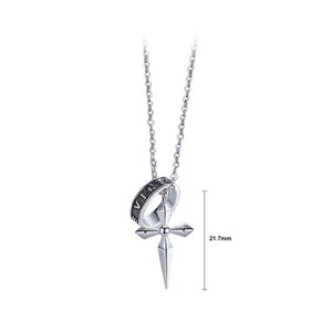 925 Sterling Silver Fashion Personality Cross Ring Pendant with Necklace