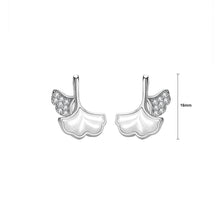 Load image into Gallery viewer, 925 Sterling Silver Simple Fashion Ginkgo Leaf Mother-of-pearl Stud Earrings with Cubic Zirconia