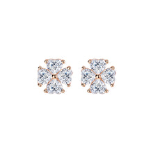 Load image into Gallery viewer, 925 Sterling Silver Plated Rose Gold Simple Classic Four-leafed Clover Stud Earrings with Cubic Zirconia