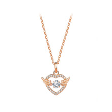 Load image into Gallery viewer, 925 Sterling Silver Plated Rose Gold Simple Fashion Heart Wings Pendant with Cubic Zirconia and Necklace