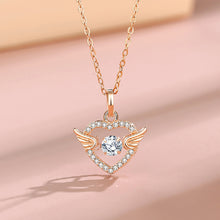 Load image into Gallery viewer, 925 Sterling Silver Plated Rose Gold Simple Fashion Heart Wings Pendant with Cubic Zirconia and Necklace
