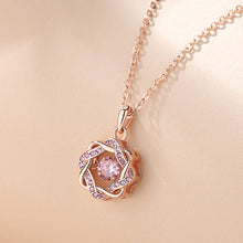 Load image into Gallery viewer, 925 Sterling Silver Plated Rose Gold Fashion Temperament Flower Pendant with Cubic Zirconia and Necklace