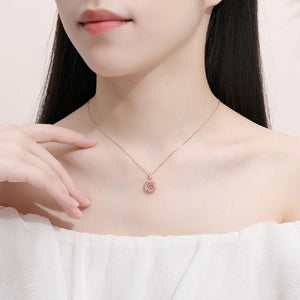 925 Sterling Silver Plated Rose Gold Fashion Temperament Flower Pendant with Cubic Zirconia and Necklace