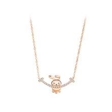 Load image into Gallery viewer, 925 Sterling Silver Plated Rose Gold Fashion Cute Smiling Rabbit Pendant with Cubic Zirconia and Necklace