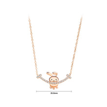 Load image into Gallery viewer, 925 Sterling Silver Plated Rose Gold Fashion Cute Smiling Rabbit Pendant with Cubic Zirconia and Necklace
