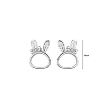 Load image into Gallery viewer, 925 Sterling Silver Simple Cute Hollow Rabbit Stud Earrings with Cubic Zirconia
