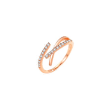 Load image into Gallery viewer, 925 Sterling Silver Plated Rose Gold Simple Fashion Cross Geometry Adjustable Open Ring with Cubic Zirconia