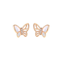 Load image into Gallery viewer, 925 Sterling Silver Plated Rose Gold Simple Fashion Butterfly Mother Of Pearl Stud Earrings with Cubic Zirconia