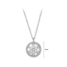Load image into Gallery viewer, 925 Sterling Silver Fashion Simple Snowflake Mother-of-pearl Geometric Round Pendant with Cubic Zirconia and Necklace