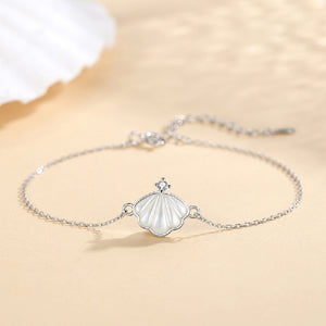 925 Sterling Silver Fashion Simple Shell Mother-of-pearl Bracelet with Cubic Zirconia