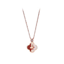 Load image into Gallery viewer, 925 Sterling Silver Plated Rose Gold Fashion Simple Rabbit Four-leafed Clover Pendant with Necklace