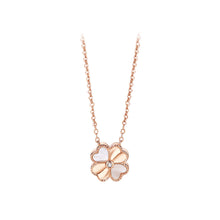 Load image into Gallery viewer, 925 Sterling Silver Plated Rose Gold Fashion Simple Four-leafed Clover Pendant with Cubic Zirconia and Necklace