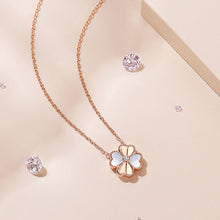Load image into Gallery viewer, 925 Sterling Silver Plated Rose Gold Fashion Simple Four-leafed Clover Pendant with Cubic Zirconia and Necklace