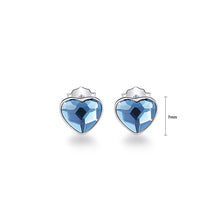 Load image into Gallery viewer, 925 Sterling Silver Simple Romantic Heart Stud Earrings with Blue Cubic Zirconia