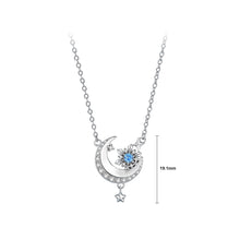 Load image into Gallery viewer, 925 Sterling Silver Fashion Temperament Snowflake Moon Pendant with Cubic Zirconia and Necklace