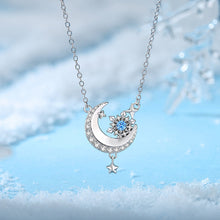 Load image into Gallery viewer, 925 Sterling Silver Fashion Temperament Snowflake Moon Pendant with Cubic Zirconia and Necklace