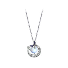 Load image into Gallery viewer, 925 Sterling Silver Fashion Temperament Butterfly Moon Geometric Moonstone Pendant with Cubic Zirconia and Necklace